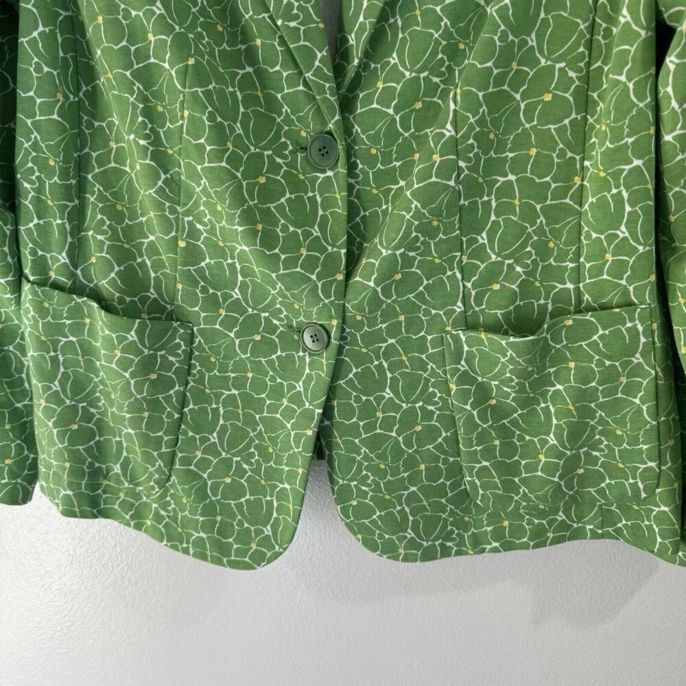 NWOT Talbots Blazer Jacket 1XP Petite Floral Green Yellow Cotton Stretch - Picture 3 of 10
